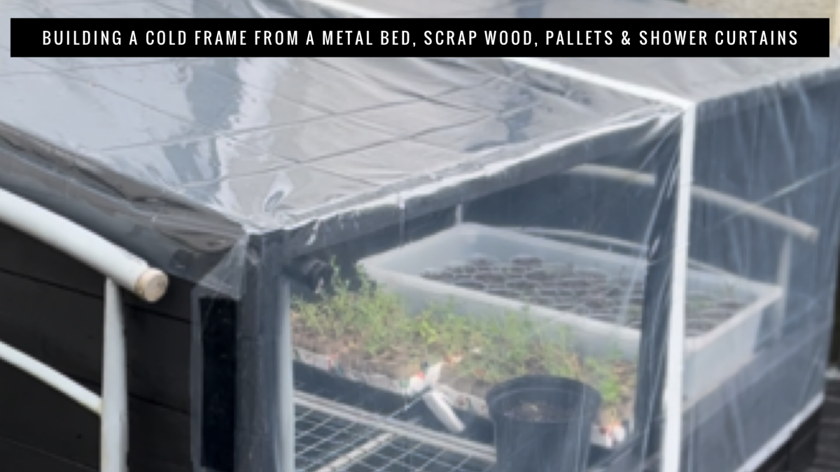 Building A Cold Frame From A Metal Bed, Scrap Wood, Pallets & Shower Curtains